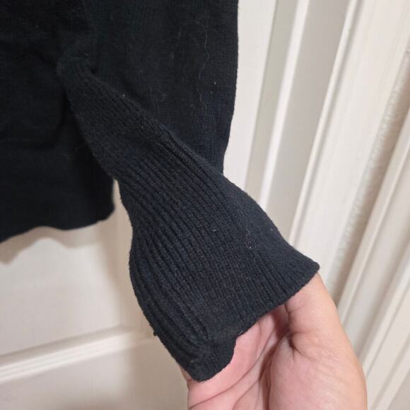 J crew sweater womens size large merino wool blend ruffle vneck sweater top - Picture 8 of 10